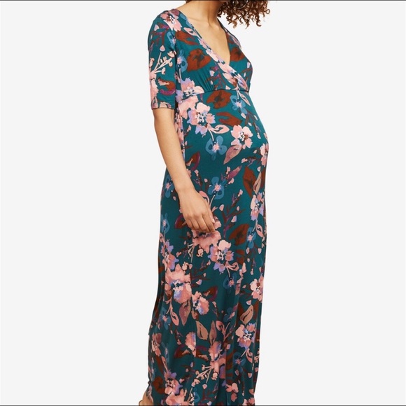 Jessica Simpson Dresses & Skirts - JESSICA SIMPSON Maternity Dark Green Floral Maxi L